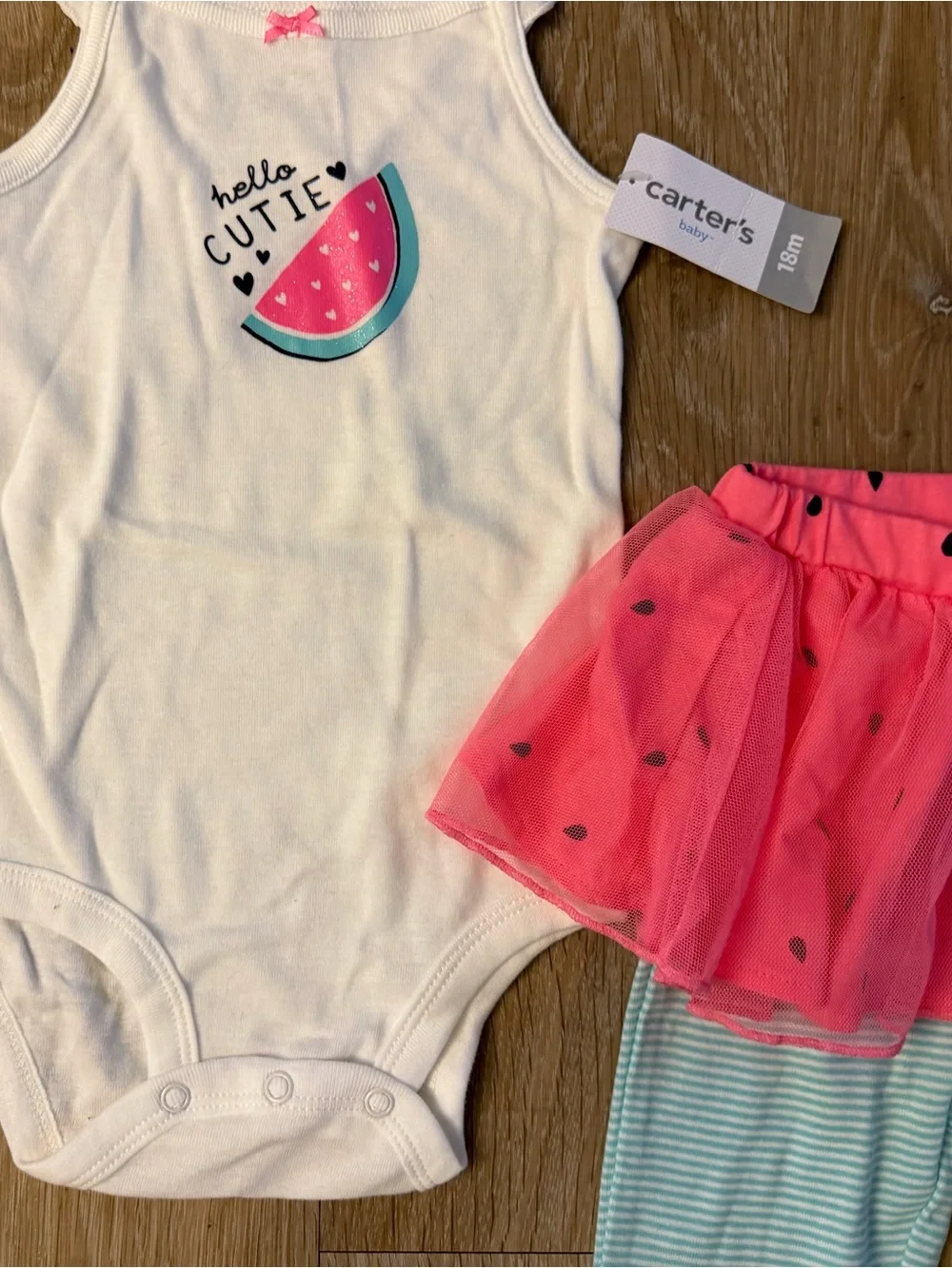 Carter's Watermelon Girl's Size 18 Months Pink Tutu Skirted Leggings Set